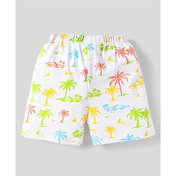 Babyhug Cotton Knit Shorts With Striped & Beach Theme Print Pack Of 3 - Light Blue Orange & Yellow