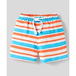 Babyhug Cotton Knit Shorts With Striped & Beach Theme Print Pack Of 3 - Light Blue Orange & Yellow