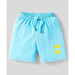 Babyhug Cotton Knit Shorts With Striped & Beach Theme Print Pack Of 3 - Light Blue Orange & Yellow