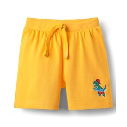 Babyhug 100% Cotton Single Jersey Knit Shorts With Stripes & Dino Print Pack Of 3 - Yellow Light Blue & Navy Blue