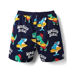 Babyhug 100% Cotton Single Jersey Knit Shorts With Stripes & Dino Print Pack Of 3 - Yellow Light Blue & Navy Blue