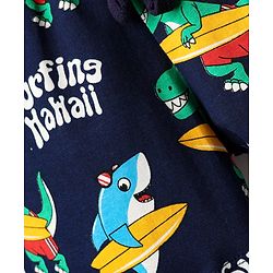Babyhug 100% Cotton Single Jersey Knit Shorts With Stripes & Dino Print Pack Of 3 - Yellow Light Blue & Navy Blue