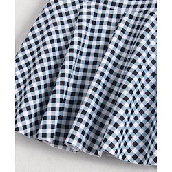 Babyhug Cold Shoulder Sleeves Checks Frock Swimsuit - Black & White