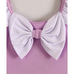 Babyhug Frill Sleeves Frock Swimsuit With Bow Applique - Purple