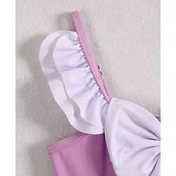 Babyhug Frill Sleeves Frock Swimsuit With Bow Applique - Purple