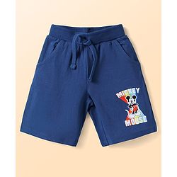 Babyhug Disney Single Jersey Knit Half Sleeves Shorts Night Suit with Mickey Mouse Graphics - Blue & White