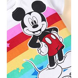 Babyhug Disney Single Jersey Knit Half Sleeves Shorts Night Suit with Mickey Mouse Graphics - Blue & White