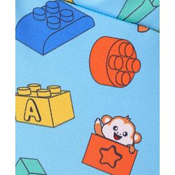 Babyhug Water Repellent Swimming Trunk with Lego Block & Bear Print - Light Blue