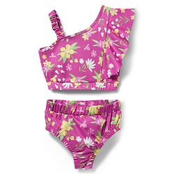 Babyhug Sleeveless Water Repellent Two Piece Swimsuit with Floral Print - Pink