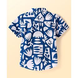 Babyhug Cotton Woven Half Sleeves Shirt with Tropical Print - Blue & White