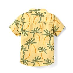 Babyhug Cotton Woven Half Sleeves Shirt With Tree Print - Yellow