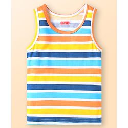 Babyhug 100 % Cotton Knit Sleeveless Striped & Animal Printed Vests Pack of 3 - Coral & White