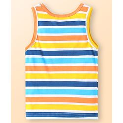Babyhug 100 % Cotton Knit Sleeveless Striped & Animal Printed Vests Pack of 3 - Coral & White