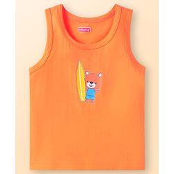 Babyhug 100 % Cotton Knit Sleeveless Striped & Animal Printed Vests Pack of 3 - Coral & White