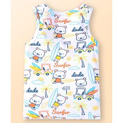 Babyhug 100 % Cotton Knit Sleeveless Striped & Animal Printed Vests Pack of 3 - Coral & White