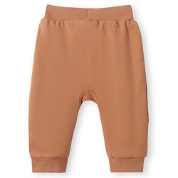 Babyhug Interlock Knit Full Length Diaper Leggings with Bear Applique - Brown