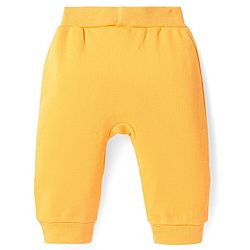 Babyhug Interlock Knit Full Length Diaper Leggings with Bear Applique - Yellow