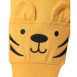 Babyhug Interlock Knit Full Length Diaper Leggings with Bear Applique - Yellow
