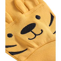 Babyhug Interlock Knit Full Length Diaper Leggings with Bear Applique - Yellow