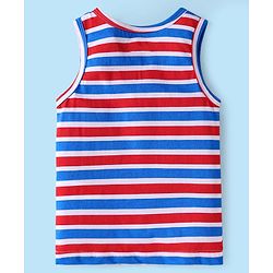 Babyhug 100% Cotton Knit Sleeveless Sando Vests With Boat Print Pack of 3 - Red Blue & White