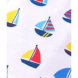Babyhug 100% Cotton Knit Sleeveless Sando Vests With Boat Print Pack of 3 - Red Blue & White