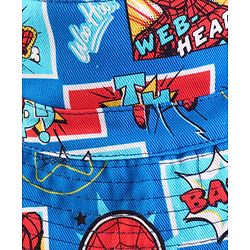Babyhug Marvel Cotton Woven Summer Cap with Spider-man Print Blue & Red - Diameter 16 cm