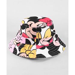 Babyhug Disney Cotton Woven Summer Caps with Minnie Mouse Print Multicolor - Diameter 16 cm
