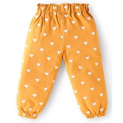 Babyhug Terry Knit Full Length Lounge Pants with Hearts Print & Bow Applique Pack of 3 - Red Yellow & Blue