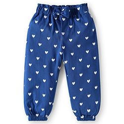 Babyhug Terry Knit Full Length Lounge Pants with Hearts Print & Bow Applique Pack of 3 - Red Yellow & Blue