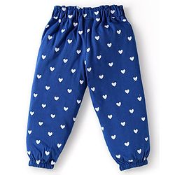 Babyhug Terry Knit Full Length Lounge Pants with Hearts Print & Bow Applique Pack of 3 - Red Yellow & Blue