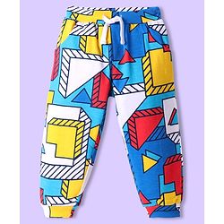 Babyhug Cotton Knit Full Length Lounge Pant with Abstract Print - Multicolor