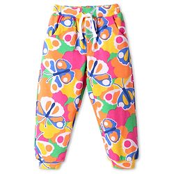 Babyhug Cotton Knit Full Length Lounge Pant with Butterfly Print - Multicolor