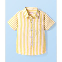 Babyhug Cotton Woven Half Sleeves Striped Shirt - Yellow
