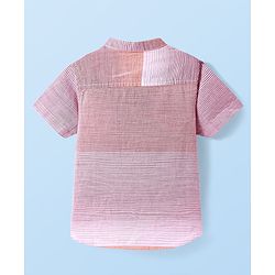 Babyhug Cotton Woven Half Sleeves Striped Mandarin Collar Kurta Style Shirt - Pink