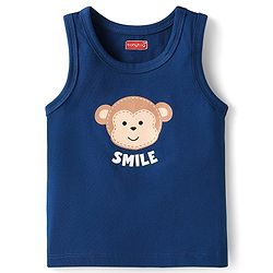 Babyhug 100% Cotton Single Jersey Knit Antibacterial Sleeveless Sandos With Animal Print Pack Of 3 - Orange Blue & Navy Blue