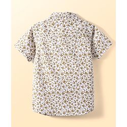 Babyhug Cotton Woven Half Sleeves Shirt With Bow Floral Print - White