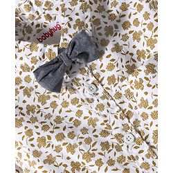 Babyhug Cotton Woven Half Sleeves Shirt With Bow Floral Print - White