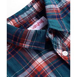 Babyhug 100% Cotton Woven Full Sleeves Checks Shirt - Dark Green