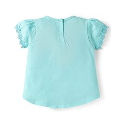 Babyhug Cotton Knit Half Sleeves T-shirts With Floral Lace Detailing Pack Of 3 - Light Blue & Dark Pink