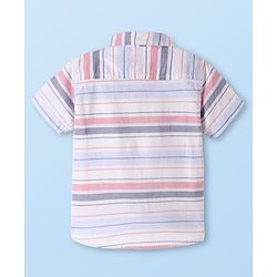 Babyhug Cotton Woven Half Sleeves  Striped Shirt - White & Pink