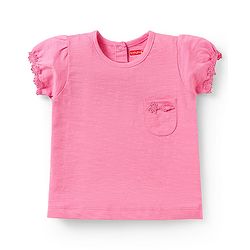 Babyhug Cotton Knit Half Sleeves T-Shirts with Floral Embroidery Pack of 3 - Pink Lilac & Limegreen