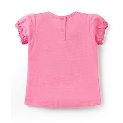 Babyhug Cotton Knit Half Sleeves T-Shirts with Floral Embroidery Pack of 3 - Pink Lilac & Limegreen
