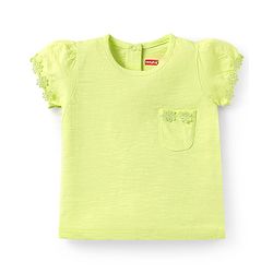 Babyhug Cotton Knit Half Sleeves T-Shirts with Floral Embroidery Pack of 3 - Pink Lilac & Limegreen