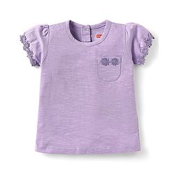 Babyhug Cotton Knit Half Sleeves T-Shirts with Floral Embroidery Pack of 3 - Pink Lilac & Limegreen