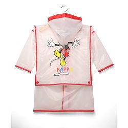 Babyhug Full Sleeves Below Knee Length Raincoat With Mickey Mouse Print - White