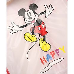 Babyhug Full Sleeves Below Knee Length Raincoat With Mickey Mouse Print - White