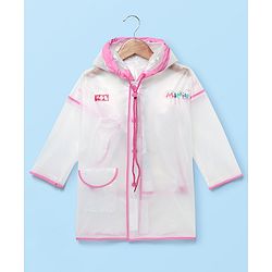 Babyhug Full Sleeves Below Knee Length Raincoat With Minnie Smile Print - White