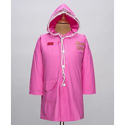 Babyhug Full Sleeves Below Knee Length Raincoat With Sleeping Beauty Print - Pink