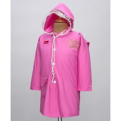 Babyhug Full Sleeves Below Knee Length Raincoat With Sleeping Beauty Print - Pink