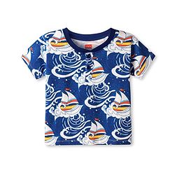 Babyhug Cotton Knit Half Sleeves T-Shirt with Nautical Theme Print - Navy Blue